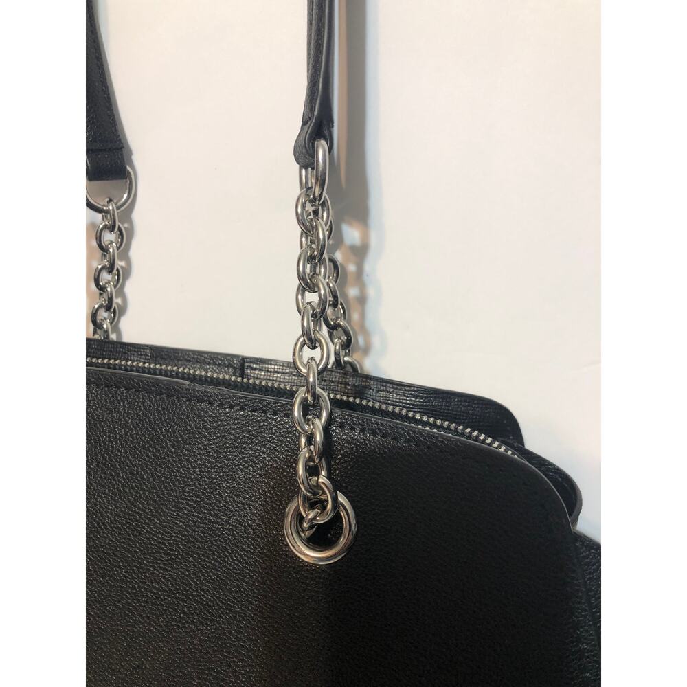 Calvin Klein Black Hailey Pebble Top Zip Silver Chain Sachet Bag - Picture 6 of 11